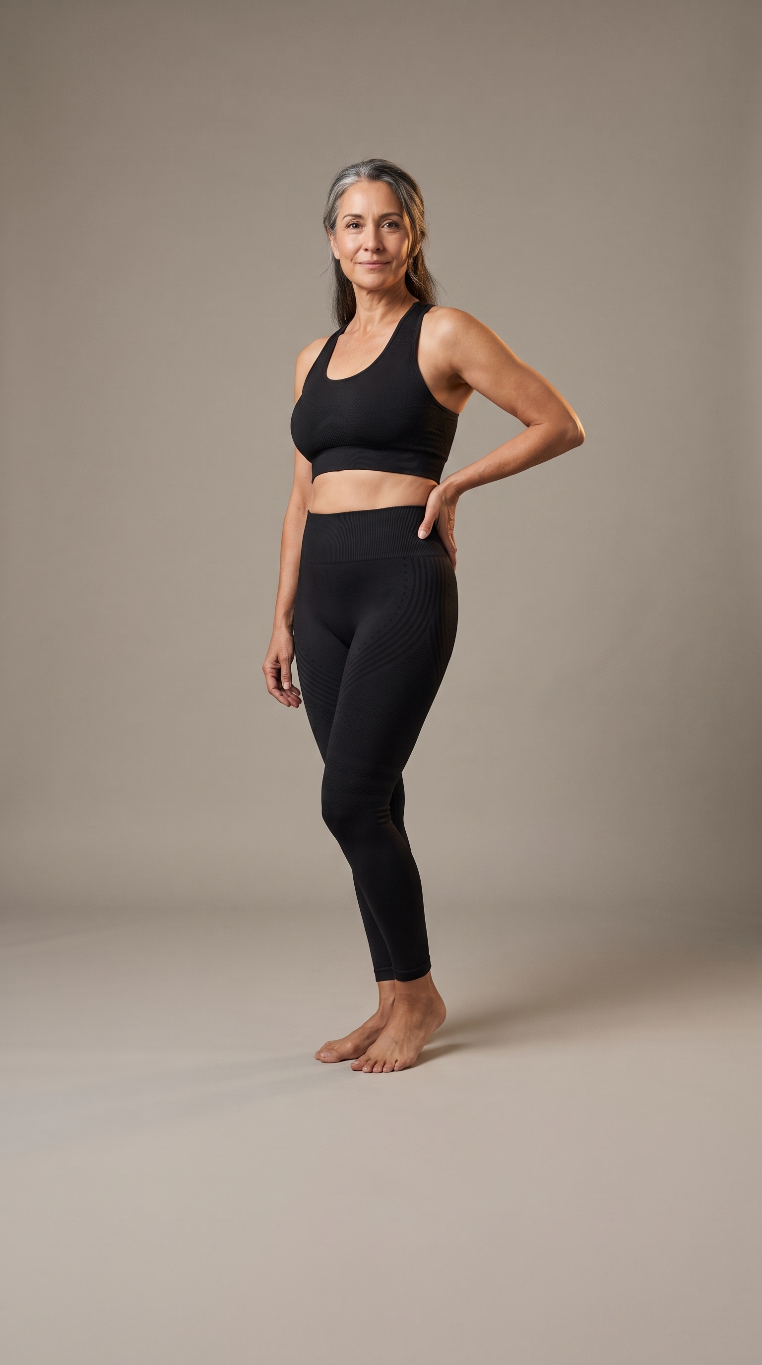 Woman wearing the LoveMyLegsAgain Sculpt seamless bra and the full-length Finally Fit™ Lift and Smooth Leggings